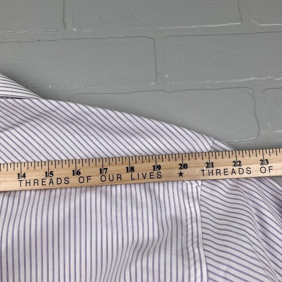 Jhane Barnes Shirt Mens XLarge Purple White Stripe Embossed‎ Slim Fit Dress - Picture 8 of 10